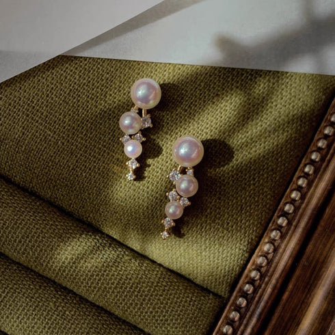 Bling Starry Sky Freshwater Pearl Drop Earrings - May-Lynn Jewelry